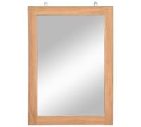 Ziaphsol Miroir mural en teck massif 50 x 70 cm, miroir avec finition polie et verre, miroir de salle de bain comme miroir décoratif pour salle de bain, couloir, dressing et salon à monter au mur