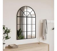 Ziaphsol Miroir mural noir 60 x 30 cm bombé en verre, cadre en fer revêtu par pulvérisation, miroir décoratif pour salle de bain, couloir, salon, chambre à coucher, couloir, montage à suspendre