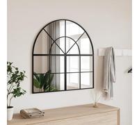 Ziaphsol Miroir mural, noir, 80 x 80 cm, bombé en verre avec cadre en fer revêtu par pulvérisation, miroir décoratif pour salle de bain, couloir, entrée pour une réflexion claire
