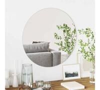 Ziaphsol Miroir mural rond en verre trempé de sécurité trempé Ø 60 cm sans cadre avec rembourrage en mousse EVA pour salle de bain, couloir, couloir, décoration et reflets clairs