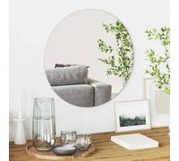 Ziaphsol Miroir mural sans cadre en verre trempé rond Ø 50 cm 4 mm avec mousse EVA pour miroir de salle de bain ou miroir de couloir Reflex clair