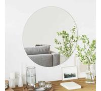 Ziaphsol Miroir mural sans cadre en verre trempé rond Ø 70 cm, épaisseur 4 mm, avec mousse EVA pour miroir de salle de bain ou couloir, miroir décoratif pour couloir, entrée, couloir