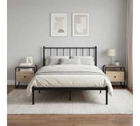 Ziaphsol Modern 2 Piece Bedside Table Set in Sonoma Oak Wood with Steel Frame and Storage Drawer for Bedroom Living Room Dormitory Adult Child Furniture
