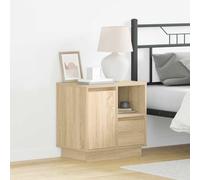Ziaphsol Modern 2 Piece Chêne Sonoma Bedside Table Set with LED USB Light, Wooden Storage Cabinets for Bedroom Or Living Room, 50 x 34.5 x 50 cm
