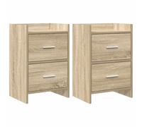Ziaphsol Modern 2-Piece Chêne Sonoma Bedside Tables 40 x 30 x 60 cm with Metal Handles Durable Wooden Design for Bedroom Living Room and Small Spaces