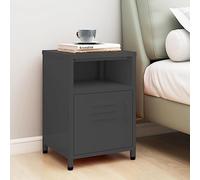 Ziaphsol Modern Anthracite Bedside Table 35x35x51 cm Steel with Storage Shelf and Door for Bedroom Lounge Or Dormitory, Durable Industrial Design with Adjustable Leveling Feet
