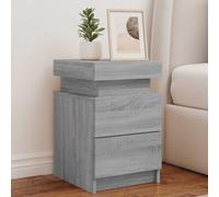 Ziaphsol Modern Bedroom Side Tables with RGB LED Lights 2 pcs Sonoma Gray 35x39x55cm Durable Engineered Wood Bedside Storage Furniture for Living Room Dormitory Adult Child