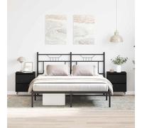 Ziaphsol Modern Bedside Cabinet with Two Drawers in Black Oak Wood 40 x 35 x 50 cm for Bedroom nightstand with Ample Storage Space, Durable Engineered Wood, Metal Legs, Suitable for Bedroom