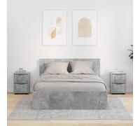Ziaphsol Modern Bedside Table with Drawer 2 Pack Gray Concrete Compact Nightstand for Bedroom Living Room Office Durable Wood Finish with Adjustable Height and Storage Space