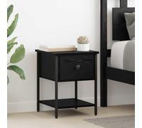 Ziaphsol Modern Bedside Table with Drawer 2 Pieces Chene Noir 34 x 35.5 x 45 cm Wooden Engineering Finish Bedroom Nightstand with Storage Shelf and Metal Legs for Contemporary and Vintage Decor