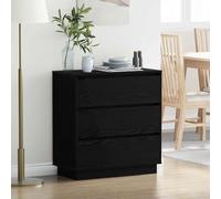 Ziaphsol Modern Bedside Table with Drawer in Black Oak 71 x 34.5 x 75 cm Sturdy Engineered Wood with LED USB Lighting Ideal for Bedroom Or Living Room Decor