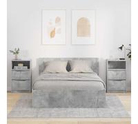 Ziaphsol Modern Bedside Table with Two Drawers in Concrete Grey Finish 40 x 30 x 67 cm Durable Wooden Engineering for Bedroom Or Living Room Storage and Organization