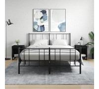 Ziaphsol Modern Black 2-Piece Bedside Tables 40x35x50 cm Engineered Wood with Metal Legs for Bedroom Living Room Decor Ideal for Storage and Stylish Furniture Setup