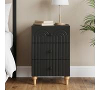 Ziaphsol Modern Black Bedside Cabinet 43 x 41 x 66.5 cm Engineered Wood with Metal Handles for Bedroom Or Living Room Storage and Nightstand Use