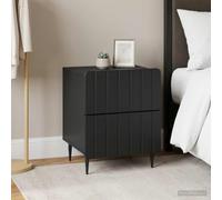 Ziaphsol Modern Black Bedside Cabinet with Two Spacious Drawers 43 x 34.5 x 49.5 cm for Bedroom Living Room Or Office Furniture with Wood Engineering Finish and Versatile Storage Solution