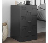 Ziaphsol Modern Black Bedside Table 34.5x39x62 cm with Three Drawers and Metal Handles, Made of Cold Rolled Steel, Suitable for Bedroom, Living Room Or Dormitory