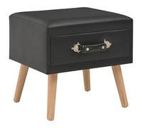 Ziaphsol Modern Black Bedside Table 40x35x40 cm with Drawer Made of Durable Faux Leather and Solid Pine for Bedroom Or Living Room Decor, Ideal for Storage, Bedside, Or Accent Furniture