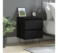 Ziaphsol Modern Black Bedside Table 40x35x50 cm Engineered Wood with Two Drawers for Bedroom Decor, Durable Finish, Stable Top Surface, Ideal for Bedside Storage and Decorative Accents