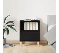 Ziaphsol Modern Black Bedside Table 40x35x50 cm with Drawer and Open Storage Space Crafted from Engineered Wood and Eucalyptus Solid Wood Suitable for Bedroom Living Room Or Dormitory Decor