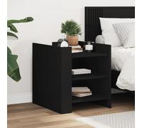 Ziaphsol Modern Black Bedside Table 45x50x50 cm Engineered Wood with Storage compartments for Bedroom Or Living Room, Stable Design, Easy to Assemble, Ideal for Adult Or Children's Spaces