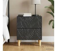 Ziaphsol Modern Black Bedside Table with Durable Engineered Wood Surface 43 x 34.5 x 48 cm, Featuring Spacious Drawer and Sturdy Eucalyptus Legs, Ideal for Bedroom, Living Room, Or Dorm Room Decor