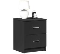 Ziaphsol Modern Black Bedside Table with Two Spacious Drawers 40x36x50 cm Durable Engineered Wood Bedroom nightstand with Storage for Bedroom Decor and Bedside Essentials