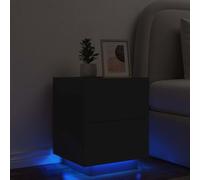 Ziaphsol Modern Black Engineered Wood Bedside Table with LED RGB Lighting 7 Drawers for Bedroom Living Room Decor with USB Connector and Wall mounting Option