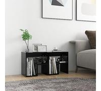 Ziaphsol Modern Black Engineered Wood Bedside Tables Set of 2 40x30x40 cm with Storage Shelf for Bedroom Living Room Dormitory Adult Child Furniture