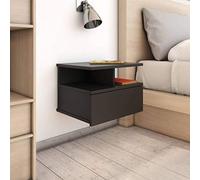 Ziaphsol Modern Black Floating Bedside Table 40x31x27 cm Engineered Wood Wall-Mounted nightstand with Drawer and Open compartments for Bedroom Living Room Decor