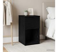 Ziaphsol Modern Black Oak Bedside Cabinet 29 x 31.5 x 49 cm Engineered Wood Storage Nightstand with Drawer for Bedroom Living Room Home Decor