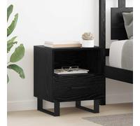 Ziaphsol Modern Black Oak Bedside Cabinet Set of 2 with Drawers and Shelves, Durable Engineered Wood, Compact 40 x 35 x 47.5 cm, Versatile for Bedroom Or Living Room Decor, Sturdy Design