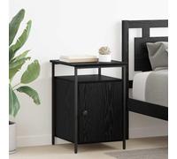 Ziaphsol Modern Black Oak Bedside Table 2-Piece Set with Storage Drawers and Multi-Level Shelves for Bedroom Lounge Or Dorm Room, Durable Engineered Wood with Metal Handles and Sturdy Legs