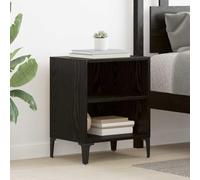 Ziaphsol Modern Black Oak Bedside Table 40 x 30 x 50 cm Engineered Wood with Storage Shelf Metal Legs for Bedroom Living Room Dormitory Suitable for Adult Child Scandinavian Vintage Style