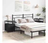 Ziaphsol Modern Black Oak Bedside Table Set of 2 with Storage Drawers and Shelf for Bedroom Living Room Or Office Space Compact Design Durable Engineered Wood Furniture for Adult Or Children's Room