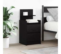 Ziaphsol Modern Black Oak Wood Bedside Tables with Two Drawers 38x34x80 cm for Bedroom Living Room Vintage Scandinavian Style Furniture with Ample Storage Space and Sturdy Surface