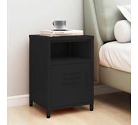 Ziaphsol Modern Black Steel Bedside Table 35x35x51 cm with Storage Shelf and Door for Bedroom Living Room Dormitory Adult Child Furniture