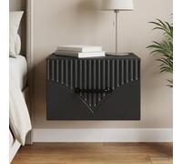 Ziaphsol Modern Black Wall-Mounted Bedside Table with Spacious Drawer and Open Storage Compartment for Bedroom Or Living Room, Durable Engineered Wood, Versatile Design, Ideal for Small Spaces