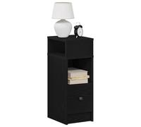 Ziaphsol Modern Black Wood Bedside Tables 2 pcs with Drawer and Open Storage compartments for Bedroom, Living Room Or Dormitory, Sturdy Engineered Wood Furniture with Easy Assembly