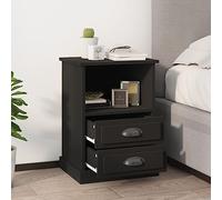 Ziaphsol Modern Black Wood Bedside Tables 2 pcs with Storage Drawers and Open Compartment for Bedroom Or Living Room Decor 43x36x60 cm