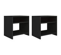Ziaphsol Modern Black Wood Bedside Tables Set of 2 40x30x40 cm with Open Compartment Shelf for Bedroom Living Room Dormitory Furniture Scandinavian Vintage Style