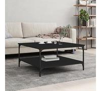Ziaphsol Modern Black Wood Engineering Finish Coffee Table with Ample Storage, 80x80x40 cm Dimensions, Sturdy Metal Frame, Ideal for Living Rooms, bedrooms, and Lounge Areas