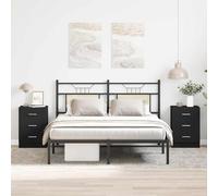 Ziaphsol Modern Black Wooden Bedside Table Set of Two 38x35x56 cm with Three Smooth Sliding Drawers Versatile for Bedroom Living Room Or Dormitory Furniture Storage Solution