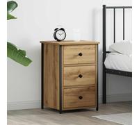 Ziaphsol Modern Brown Recycled Solid Wood Nightstand 40 x 36 x 60 cm with Metal Frame Bedroom Side Table with Drawer for Living Room Dormitory and Kids Room
