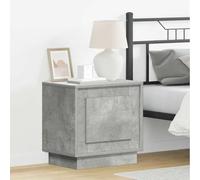 Ziaphsol Modern Concrete Gray Bedside Table 44 x 34.5 x 45 cm with USB Charging LED Lighting Storage Shelf and Rustic Wood Finish for Bedroom Or Living Room Decor