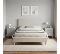 Ziaphsol Modern Concrete Gray Two-Piece Bedside Tables with Engineered Wood Surface and Eucalyptus Legs 43 x 34.5 x 50 cm for Bedroom Living Room Dormitory Adult Child Furniture