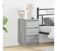 Ziaphsol Modern Gray Bedside Cabinet 39 x 34.5 x 65 cm Engineered Wood with 3 Drawers USB LED Lights Suitable for Bedroom Lounge Or Dorm Room