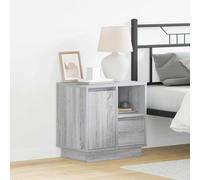 Ziaphsol Modern Gray Bedside Cabinet 50x34.5x50cm with Wooden Finish, USB LED Lighting, Discreet Storage, Suitable for Bedroom, Living Room, Scandinavian, Industrial, Durable Design
