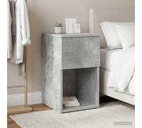 Ziaphsol Modern Gray Concrete Bedside Table 29 x 31.5 x 49 cm Wood Engineering for Bedroom Living Room Storage Nightstand with Drawer and Niche