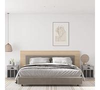Ziaphsol Modern Gray Concrete Finish Nightstand Set of Two 43x36x50 cm with Drawer and Storage Compartments for Bedroom Lounge Or Living Room Furniture