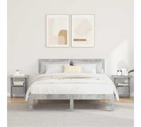 Ziaphsol Modern Gray Concrete Nightstand Set of 2 with Drawers and Open Shelf 41 x 40 x 45 cm for Bedroom Living Room Durable Wood Engineering